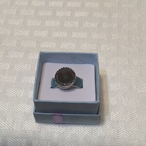 GANZ Dark Red Stone Ring with Silver Accents